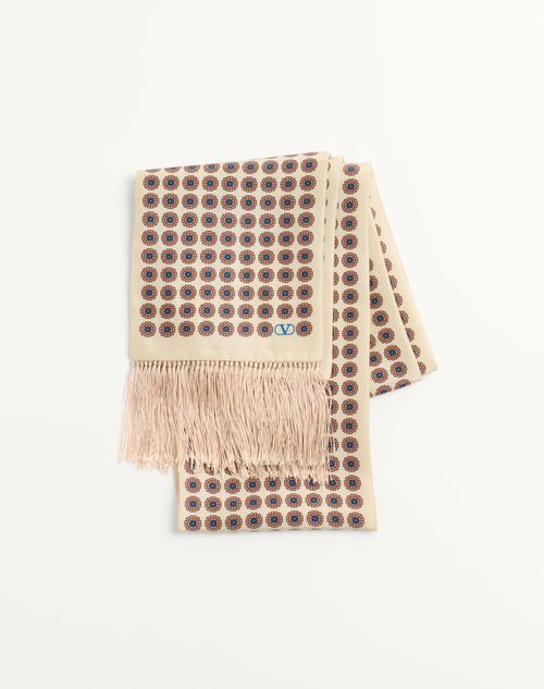 Valentino Garavani - Chamber Silk Bandeau Scarf With Fringe - Cream - Man - Soft Accessories