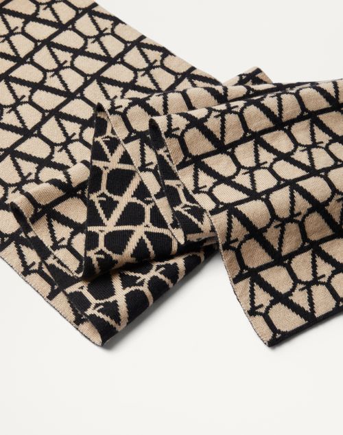 Valentino Garavani - Bufanda Tejida Toile Iconographe De Cachemira Y Seda - Beis/negro - Mujer - Shelf - Vgd Accessories - Woman Accessories Sale