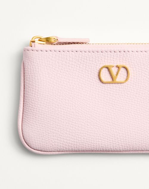Valentino Garavani - Vlogo Signature Grainy Calfskin Key Ring - Rose Quartz - Woman - Bag Charms And Keyrings