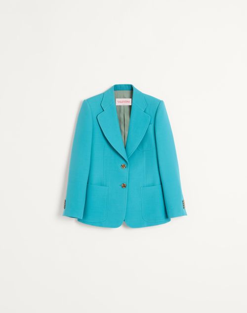 Valentino - Blazer In Crepe Couture - Celestial Blue - Donna - Giacche E Caban