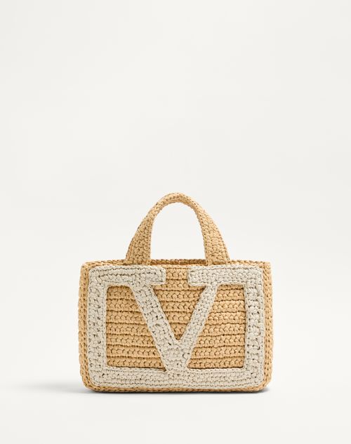 Valentino Garavani - Valentino Garavani Viva Superstar Small Shopping Bag In Raffia - Natural/butter - Woman - Valentino Garavani Viva Superstar