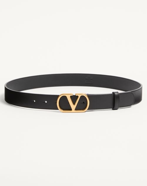 Valentino Garavani - Vlogo Signature Belt In Shiny Calfskin 30 Mm - Black - Man - Belts