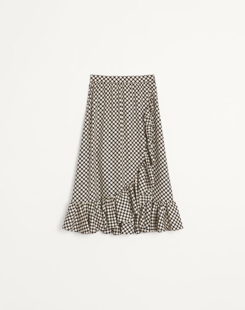 Valentino - Twill Skirt With Plus De Pois Print - Black/white - Woman - Skirts