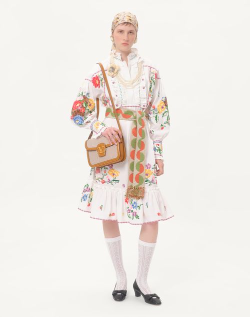 Valentino - Embroidered Cotton And Linen Dress - White/multicolour - Woman - Ready To Wear