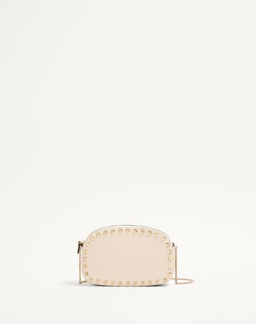 Valentino Garavani - Mini Rockstud Crossbody Bag In Grainy Calfskin - Light Ivory - Woman - Valentino Garavani Rockstud