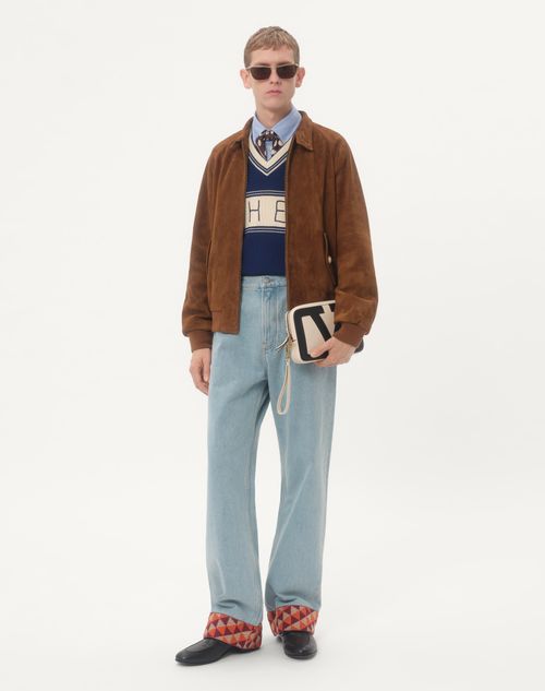 Valentino - Denim Trousers With Jacquard Hem - Man - Shelf - Mrtw - Preppy W2