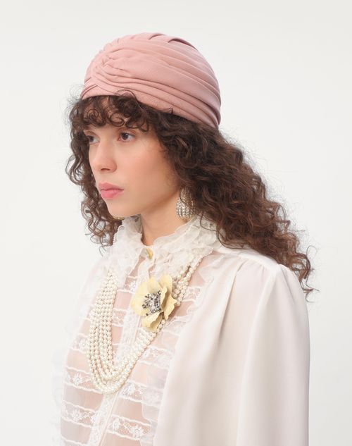 Valentino Garavani - Rigid Wool Turban - Rose Mist/gold - Woman - Hats And Gloves