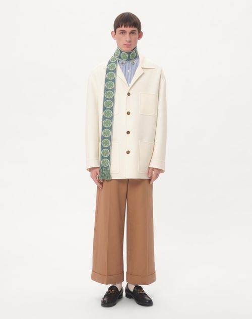 Valentino - Cuffed Trousers In Cotton Gabardine - Light Camel - Man - Apparel