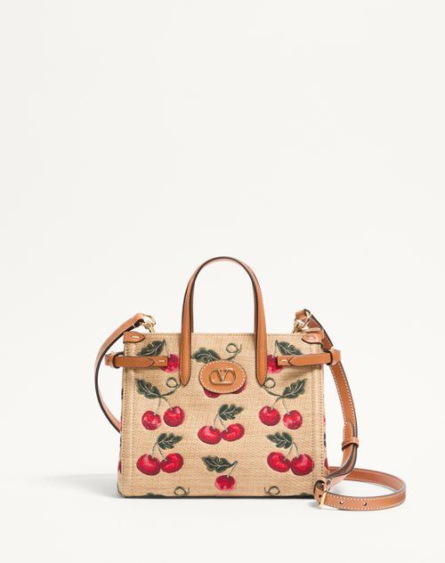 Valentino Garavani - Valentino Garavani Antibes Small Shopping Bag In Jacquard Raffia With Cherryfic Pattern - Natural/red - Woman - Gifts For Her