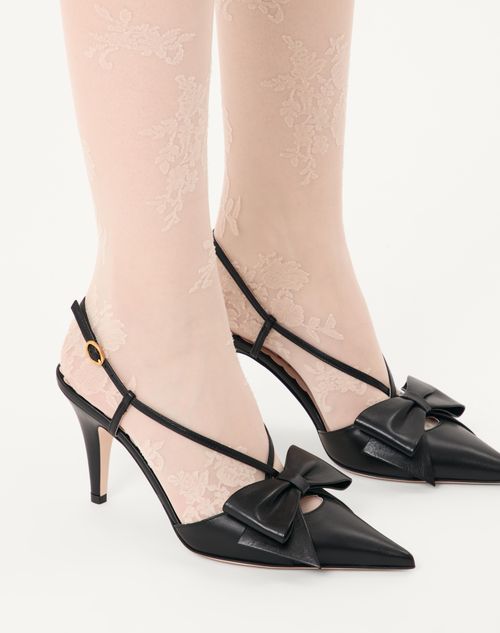 Valentino Garavani - Bowow Slingback Pumps In Kidskin 85mm - Black - Woman - Pumps