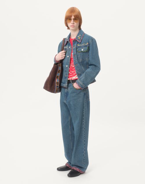 Valentino - Cotton T-shirt With Chat De La Maison Print - Red/butter - Man - T-shirts And Sweatshirts