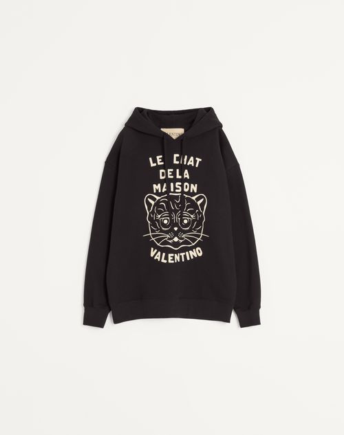 Valentino - Cotton Sweatshirt With Chat De La Maison Patch - Black/butter - Man - T-shirts And Sweatshirts