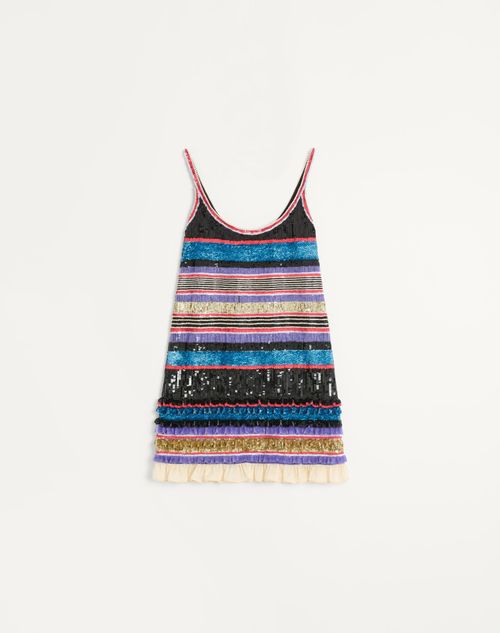 Valentino - Tulle Illusione Embroidered Short Dress - Multicolour - Woman - Ready To Wear