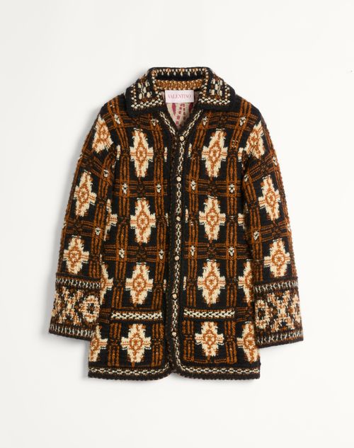 Valentino - Wool Jacket With Geometric Pattern - Man - Knitwear
