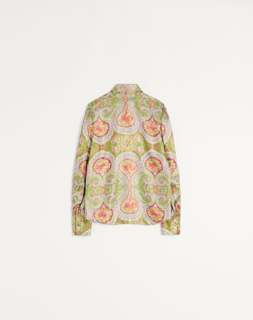 Valentino - Lamé Shirt With Voyage Imaginaire Paisley Print - Multicolor - Woman - Shirts And Tops