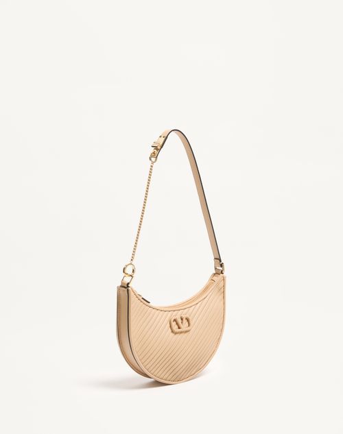 Valentino Garavani - Minibolso Hobo Vlogo Signature De Cuero - Arena - Mujer - Shelf - Vgd Accessories - Woman Accessories Sale