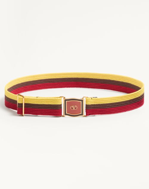 Valentino Garavani - Ceinture Vlogo Signature En Ruban, Hauteur : 40 mm - Jaune/marron/rouge - Homme - Ceintures