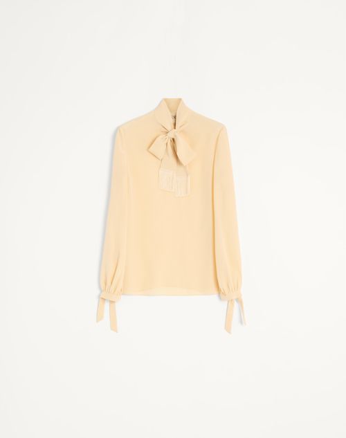 Valentino - Crepe De Chine Shirt - Birch - Woman - Shirts And Tops