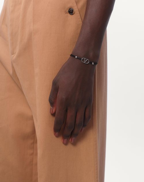 Valentino Garavani - Vlogo Signature Cotton Bracelet - Black - Man - Jewelry