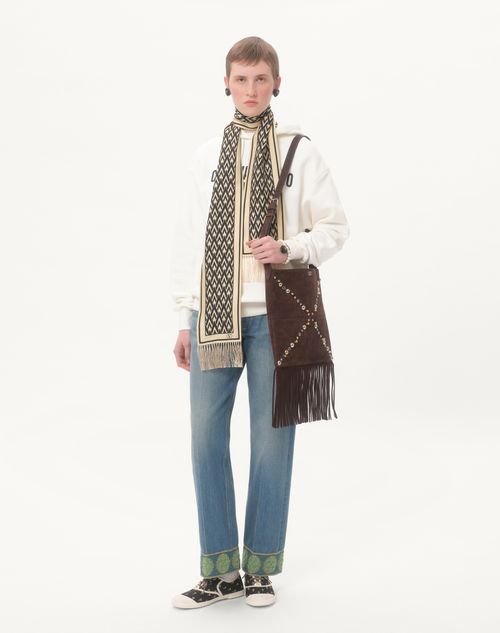 Valentino Garavani - Valentino Garavani Nellcôte Suede Shoulder Bag With Fringes - Brown - Woman - Shoulder Bags