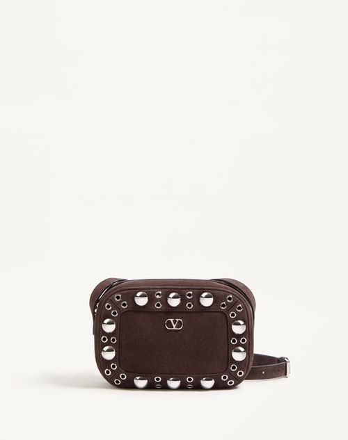 Valentino Garavani - Valentino Garavani Nellcôte Suede Shoulder Bag - Brown - Man - Shoulder Bags