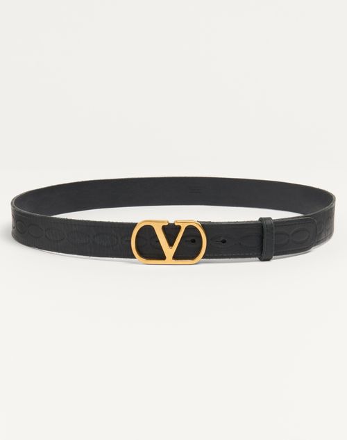 Valentino Garavani - Vlogo Signature Calfskin Belt 30 Mm - Black - Man - Belts
