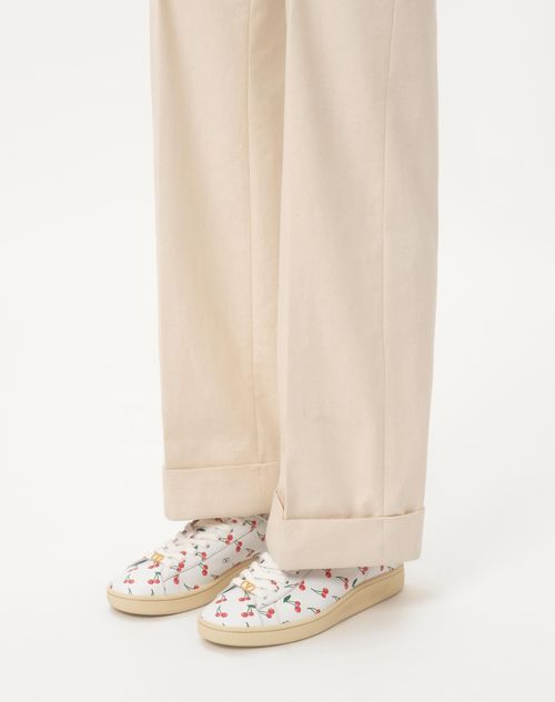 Valentino Garavani - Royco Sneaker In Nappa Calfskin With Cherryfic Pattern - White - Man - Shoes