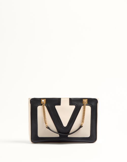 Valentino Garavani - Valentino Garavani Viva Superstar Small Nappa Leather Shopping Bag - Butter/black - Woman - Shoulder Bags