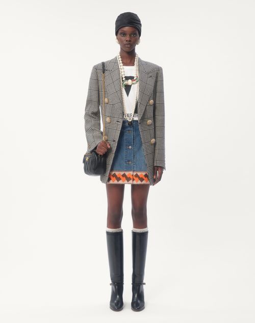 Valentino - Houndstooth Wool Blazer - Ivory/black - Woman - Shelf - Wrtw - W1 Optical B&w