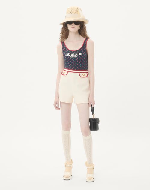 Valentino - Lycra Swimsuit With Cherryfic Print - Navy/cherry Red - Woman - Beachwear