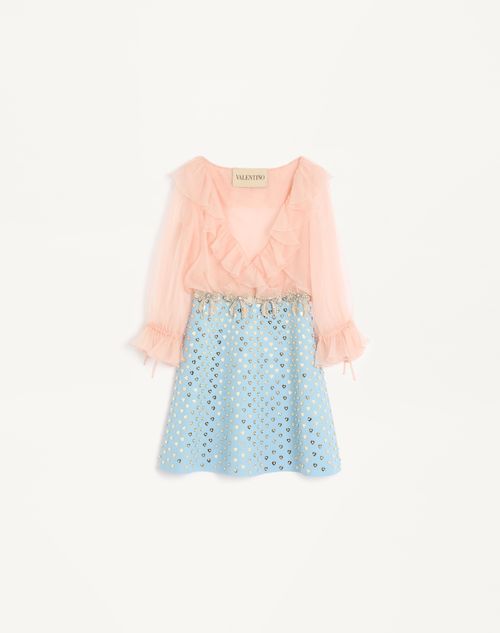 Valentino - Embroidered Crepe Couture Short Dress - Rose Mist/pastel Grey - Woman - Ready To Wear