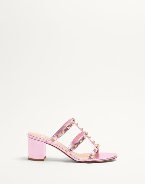 Valentino Garavani - Sandalia Sin Talón Rockstud De Cuero Napa Laminado Con Tacón De 60 mm - Giacinto - Mujer - Sandalias