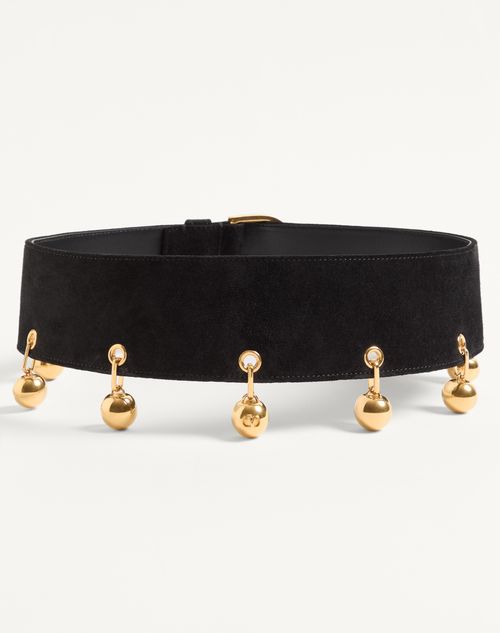 Valentino Garavani - Cinturón De Gamuza Vlogo Signature De 65 Mm - Negro - Mujer - Belts - Accessories