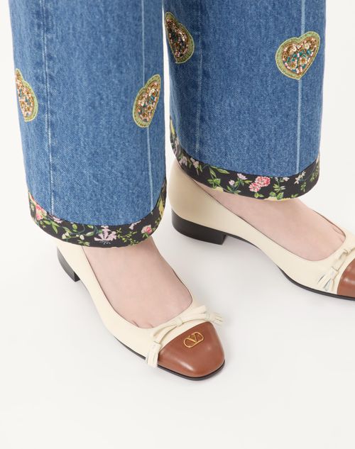 Valentino Garavani - Valet Du Roi Kidskin Ballerina 25mm - Butter/tobacco - Woman - Ballerinas