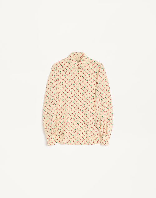 Valentino - Crepe De Chine Shirt With Cherryfic Print - Birch/cherry Red - Woman - Shelf - Wrtw - Cherryfic, Betulla, Pastel Ribbon Tweed W1