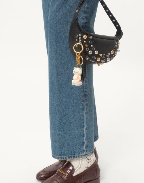 Valentino Garavani - Valentino Garavani Le Chat De La Maison Nylon Bag Charm With Key Ring - Antique Brass/multicolor - Man - Other Accessories