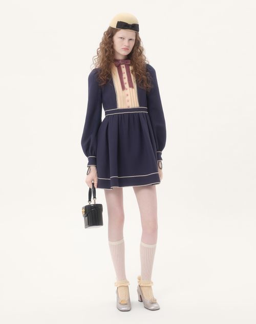 Valentino - Crepe Couture Short Dress - Indigo/birch - Woman - Ready To Wear