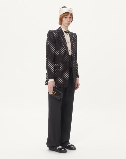 Valentino - Single-breasted Shantung Silk Jacket With Plusdepois Print - Black/birch - Man - Coats And Blazers
