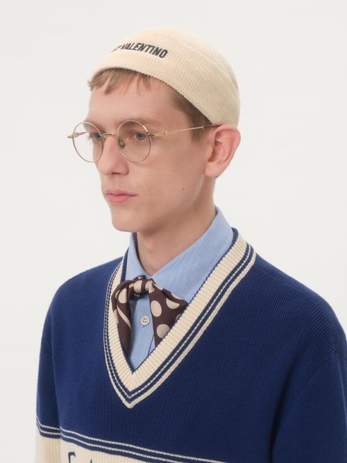 Valentino Garavani - Chez Valentino Knitted Wool Beanie - Cream - Man - Hats And Gloves