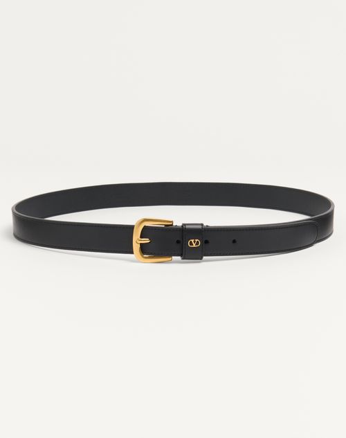 Valentino Garavani - Vlogo Signature Belt In Shiny Calfskin 25 Mm - Black - Man - Belts