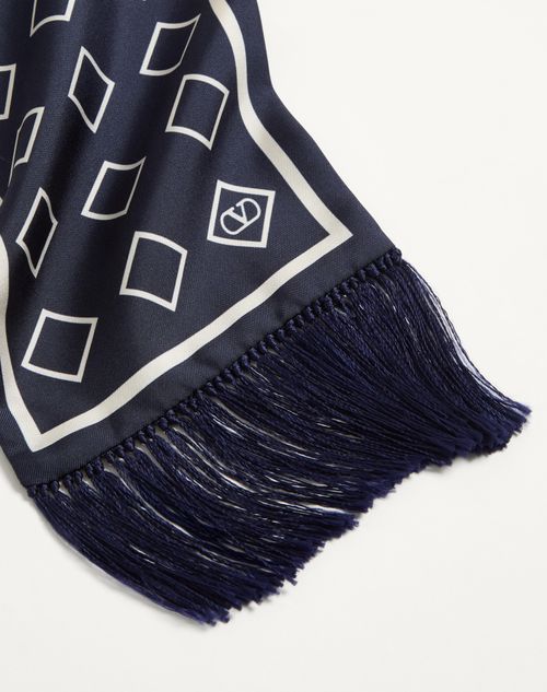 Valentino Garavani - Opticool Silk Bandeau Scarf With Fringe - Blue/ivory - Man - Soft Accessories